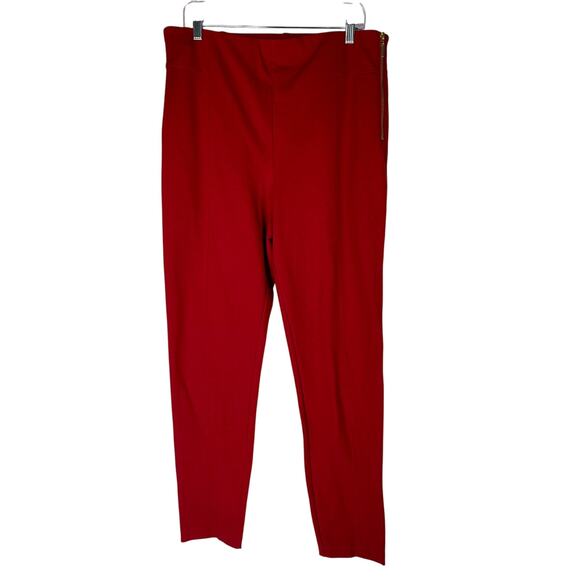INC Glam Red High Waist Stretch To Ankle Skinny Pants Bottoms Size 16 - Picture 4 of 9